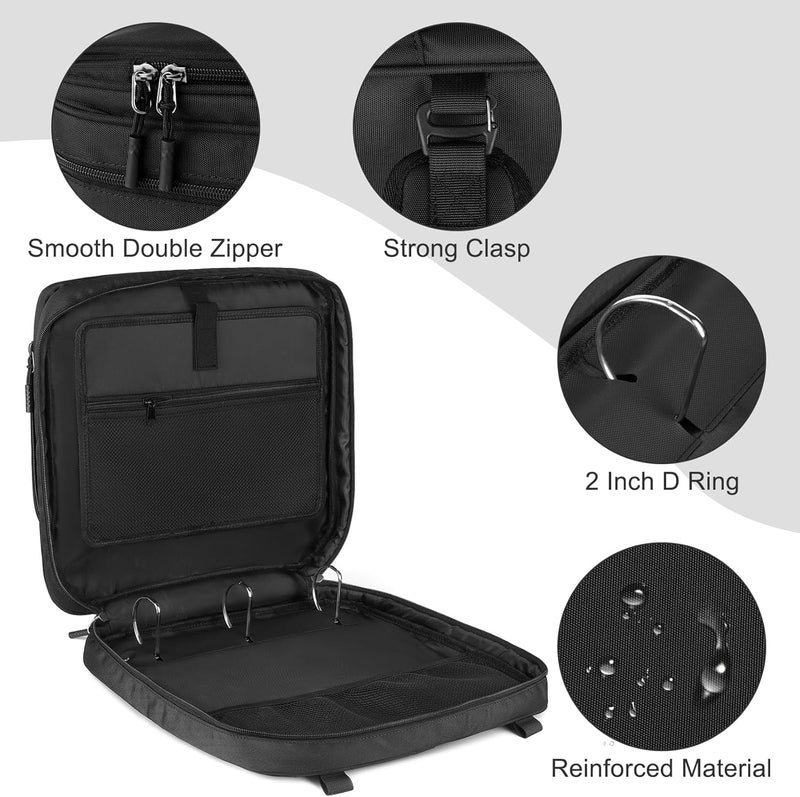LLi Cufite Zipper Binder Bag, 2-inch 3-Rings with Multiple Pockets File Folder - 500 Sheet Capacity, Up to 14‘’ Laptop and Tablet, Detachable Backpack Straps & Shoulder Use for School - Image 5